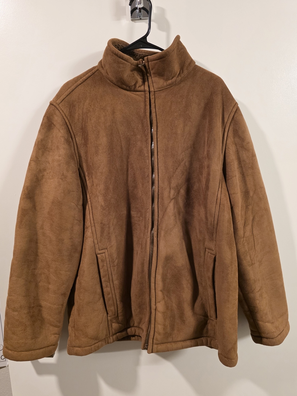George Men’s Brown Faux Suede Sherpa Lined Full Zip Jacket Size Large (42-44)